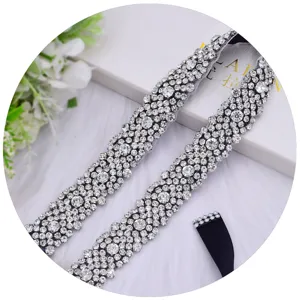 Braut Strassgürtel Kristall Hochzeitskleid Schärpe Silber Braut Zubehör elegant.