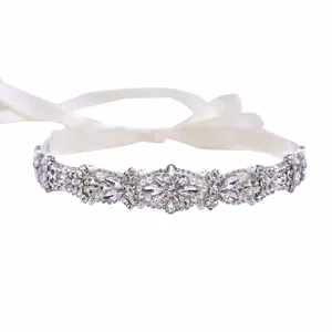 Cintura da sposa in strass cristallo nastro bianco accessorio per abito da sposa brillante
