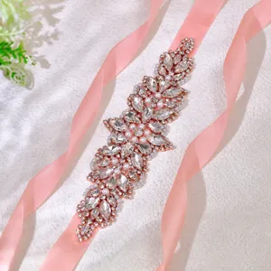Ceinture de Taille de Robe de Mariée Strass Perle Allié Ruban Ceinture Robe de Demoiselle d'Honneur Ornement de Taille Bijoux de Fête