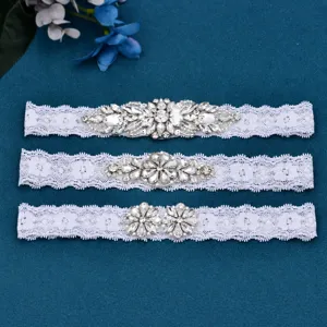 Braut Hochzeit Spitze Strumpfband Set Strass Künstliche Perle Elastischer Oberschenkelring Für Damen Party Zubehör