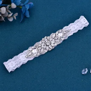 Hochzeit Spitze Strass Strumpfband Braut Oberschenkelband elastischer Beinring Kristall