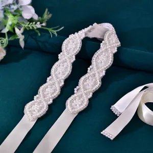 Cinturón de Cintura de Perlas de Novia Perla Artificial Strass Cinturón de Vestido de Novia Mujeres Banda de Cinta Accesorios de Fiesta de Boda