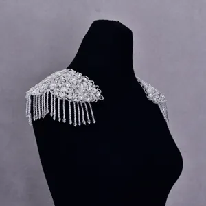 Handgemachte Strass Perlen Quaste Schulterpolster Epaulette Kristall Patch Applikation Für Brautkleid Anzug Kleidungsstücke