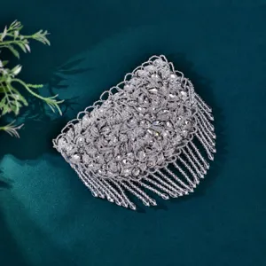 Handgemachte Strass Perlen Quaste Schulterpolster Applikationen für Hochzeitskleid Deco