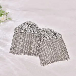 Spalline con frange di strass scintillanti patch di cristallo accessori costume dettaglio