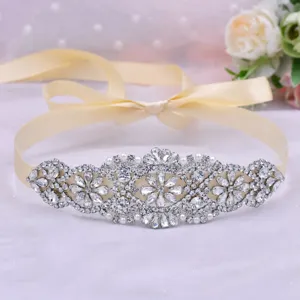 Handgemaakte Luxe Strass Bruidsriem Kristal Parel Versiering Trouwjurk Sjerp Vrouwen Accessoires