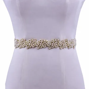 Elegant gold bridal pearl belt wedding dress sash handmade waist accessory for women