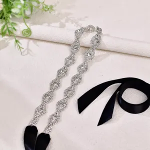 Luxury Rhinestone Alloy Bridal Belt Women Wedding Dress Sash Ribbon Belt Rhinestone Wedding Belt Accessories