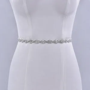Rhinestone bridal belt for wedding dress, elegant crystal waist chain for bridesmaid gowns.