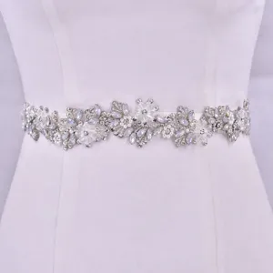 Handmade Bridal Rhinestone Belt Opal Crystal Pearl Wedding Waistband With Ribbon Dress Sash Accessory For Women