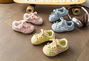Niños zapatillas lazo suela blanda zapatos casuales primavera otoño deportivas