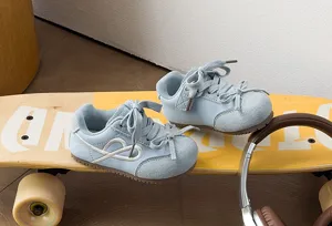 Zapatillas casuales para ninos con lazo azul claro zapatos de running suela blanda comodas