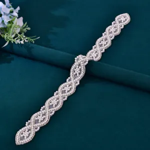 Elegante cinturón de novia con cuentas de perlas vestido de boda strass accesorio decorativo.