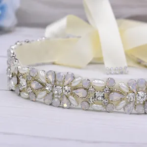 Handcrafted crystal rhinestone and pearl bridal belt wedding sash for women elegant dress
