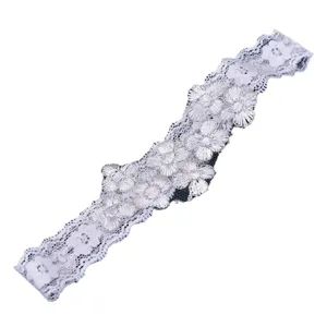 Weisse spitze strumpfband fuer damen, elastische blumen bestickte hochzeit strumpfband.