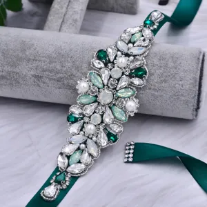 Wedding Rhinestone Belt Bridal Crystal Waist Sash With Satin Ribbon Dress Accessories Women Formal Party Jewelry