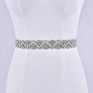 Luxury Rhinestone Bridal Belt Wedding Dress Sash Crystal Applique With Fabric Ribbon Women Fashion Waist Accessories