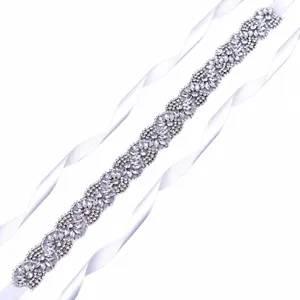 Bridal rhinestone crystal belt wedding dress sash silver sparkle wedding accessories