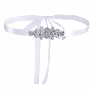 Cintura strass sposa abito da nozze nastro argento cristallo perla decorativa