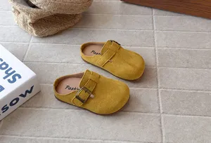 Kids retro suede clogs soft sole slip-on casual sandals summer new children footwear