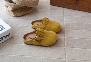 Retro suede clogs slip-on shoes for women and kids, comfortable soft sole summer casual sandals.