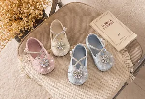 Mädchen Strass Kristall Schleife Prinzessin Schuhe, elegante flache Partykleid Schuhe.