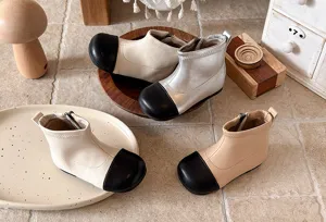 Kinder Stiefel französischer Stil Farbblock Frühlingsstiefel weiche Sohle Mädchen Kurzstiefel