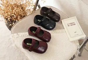 Franse stijl split-toe kinderschoenen, schattige mary jane platte schoenen voor meisjes.