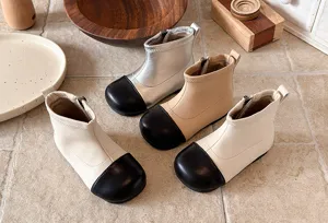 Stilvolle kinder zweifarbige stiefeletten herbst frühling weiche sohle kurze stiefel schuhe