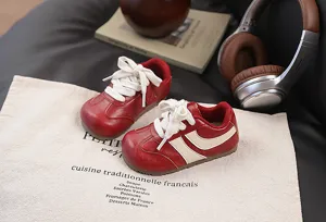 Kids retro casual sneakers comfortable red walking shoes for boys and girls everyday wear