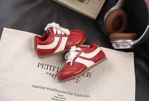 Kids retro casual sneakers featuring stylish red and white contrast design for daily wear.