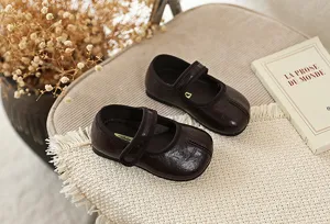 Kinderschoenen van leer met gespleten teen retro Mary Jane platte prinses schoenen