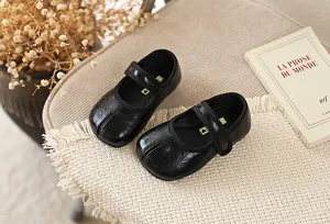 Franse stijl split-toe leren schoenen voor meisjes, zachte zool comfortabele prinses schoenen.