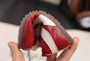 Kids casual sneakers flexible soft sole red white retro sports running shoes detail view