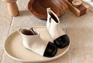 Schicke Kinder Kontrastfarbe Kurzstiefel weiche Sohle, Seitenreißverschluss, Alltag Schuhe.