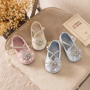 Meisjes Prinses Jurk Schoenen Peuter Schattige Strik Strass Platte Schoenen Kinderen Feest Bruiloft Enkele Schoenen Kinder Schoenen
