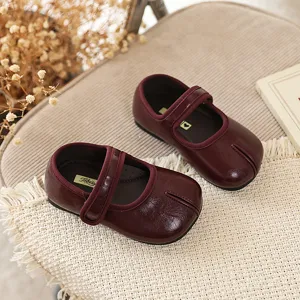 Franse split toe lederen schoenen meisjes retro mary jane prinses schoenen lente chic
