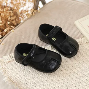 Leren split-toe meisjes schoenen lente herfst kinderen Mary Jane prinses schoenen zwart