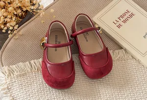Girls red Mary Jane shoes spring autumn cute soft sole princess shoes kid flat shoes