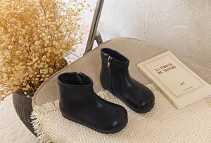 Botas Martin Estilo Britanico Punta Partida Mujer Nina Otoño Cortas Suaves Negro