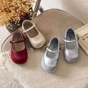 Childrens French style Mary Jane flats, cute soft sole princess shoes for girls spring autumn.