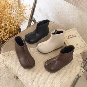 Botas Martin Tabi de Estilo Británico para Niñas Punta Dividida Botines con Cremallera Lateral Suela Blanda Zapatos de Moda para Niños