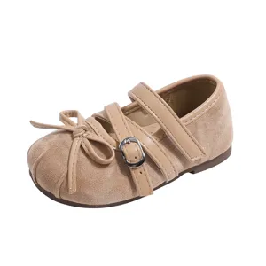 Kleinkinder Mädchen Retro Schleife Prinzessin Schuhe weiche Sohle süßer Stil Frühling neu