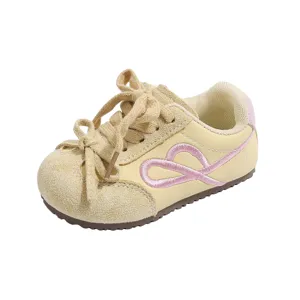 Kinder casual sneakers peuter schoenen zachte zool beige strik design loopschoenen lente