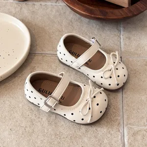 Girls polka dot Mary Jane shoes French style sweet soft bottom flat princess shoes spring new