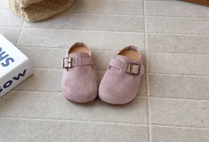 Kids retro suede slip-on clogs girls casual flat sandals summer soft sole new style