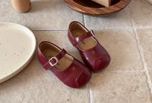 French style girls burgundy Mary Jane shoes soft sole sweet princess single shoes spring autumn