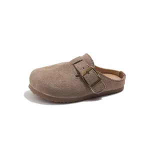 Kids retro suede clogs casual slip-on flat mules comfortable breathable soft sole footwear summer