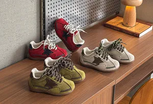 Kids retro star casual sneakers comfortable soft sole autumn fashion footwear for boys and girls