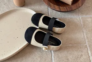 Chaussures de princesse plates bicolores pour enfants, semelle souple petites chaussures.